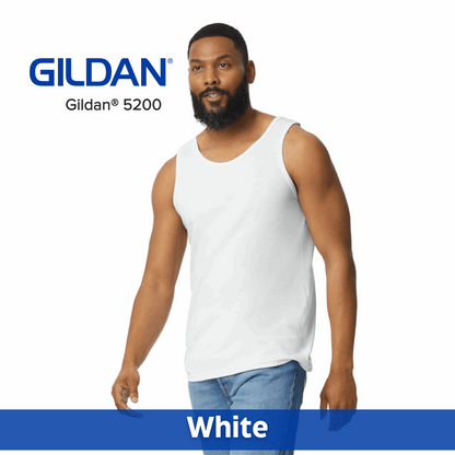 Two Color Imprint Front & Back, Gildan® 5200 Tank Top 100% Cotton, Multiple Colors Available