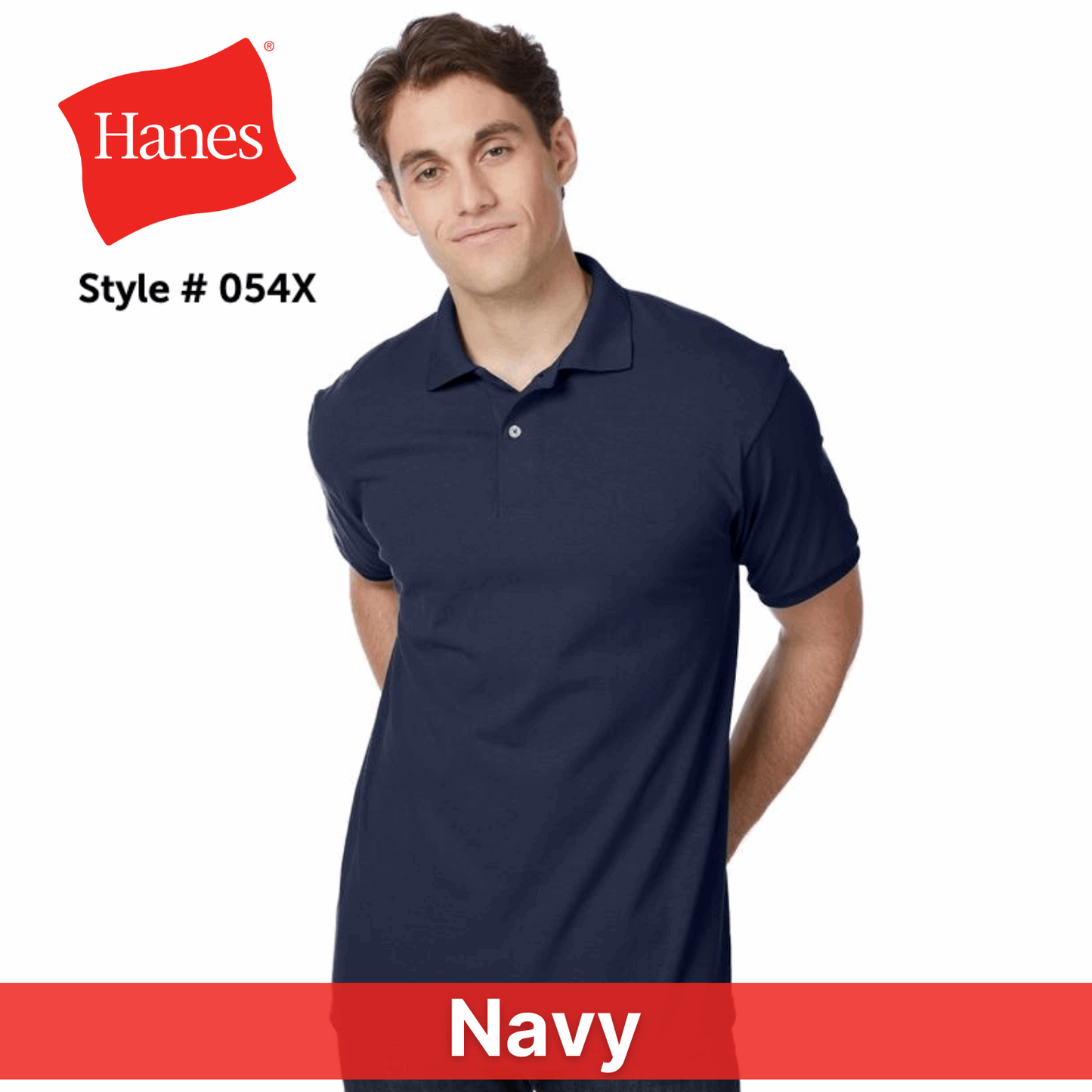 One Color Imprint Front & Back Hanes® 54X Blended Jersey Sport Shirt, Multiple Colors Available