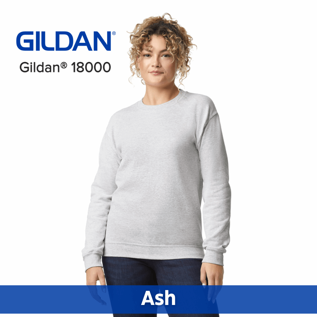 Two Color Imprint Front & Back, Gildan® 18000 Crew Sweatshirt 50/50 Multiple Colors Available