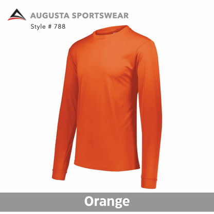 One Color Imprint Front & Back Augusta® AG788 Wicking Long Sleeve 100% Polyester Multiple Colors Available