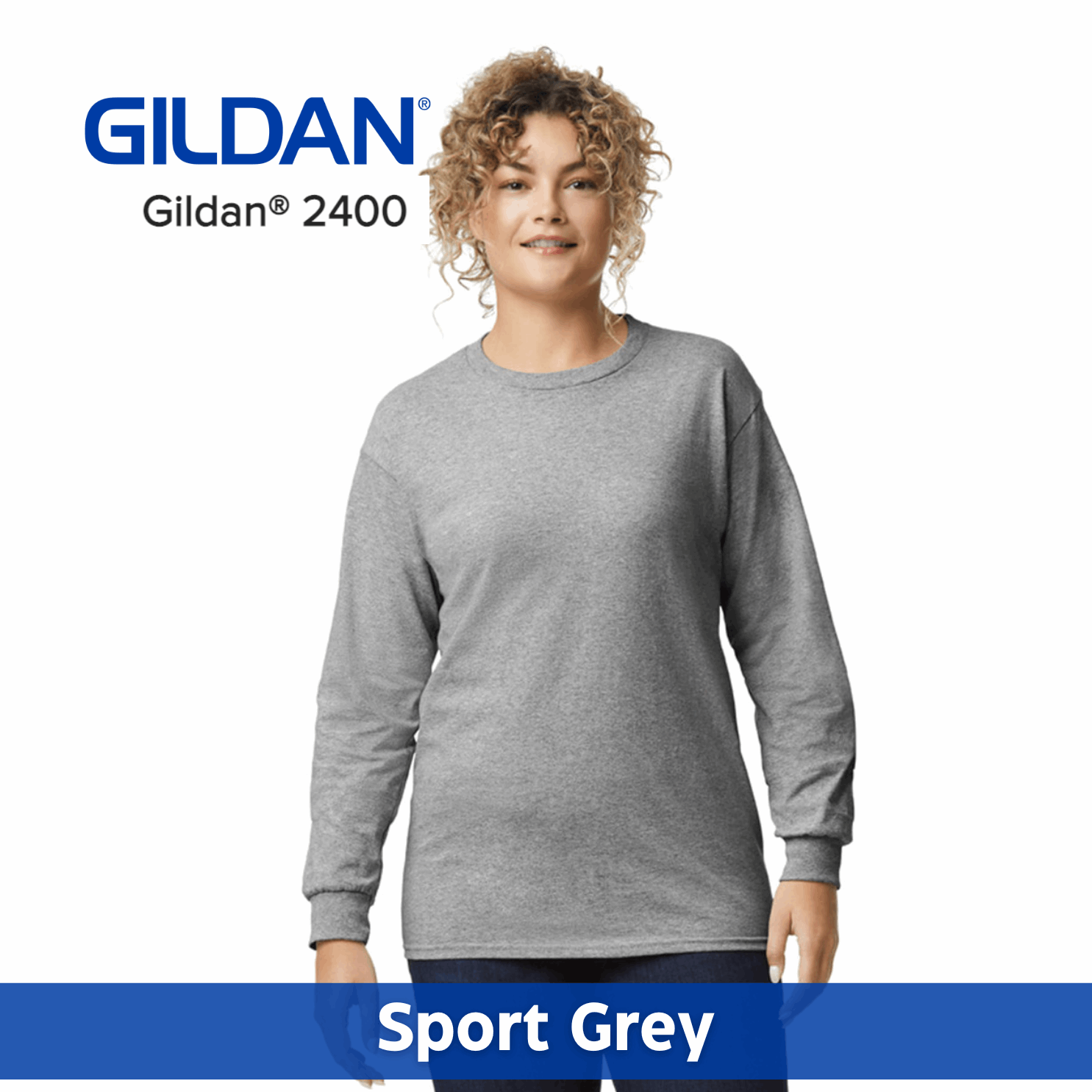 Two Color Imprint Gildan® 2400 Long Sleeve T-Shirt 100% Cotton Multiple Colors Available