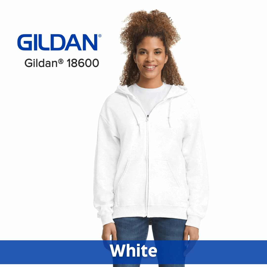 Gildan 18600 50 50 Zip Up Hoodie Two Color Imprint