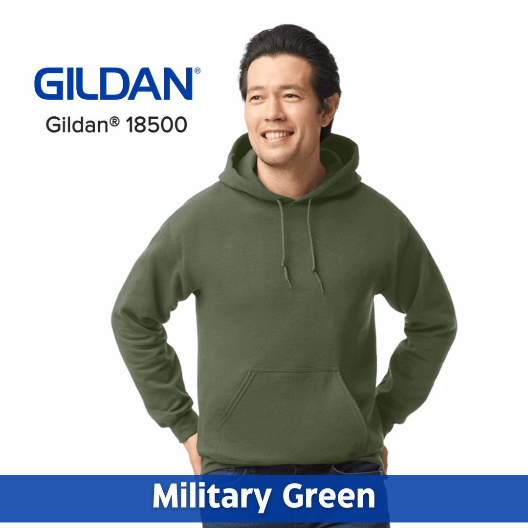 One Color Imprint Front & Back Gildan® 18500 Hoodie 50/50 Multiple Colors Available
