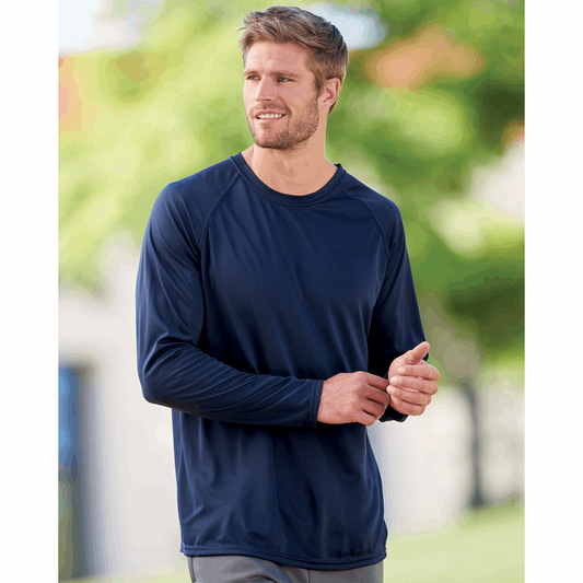 One Color Imprint Augusta® AG788 Wicking Long Sleeve 100% Polyester Multiple Colors Available