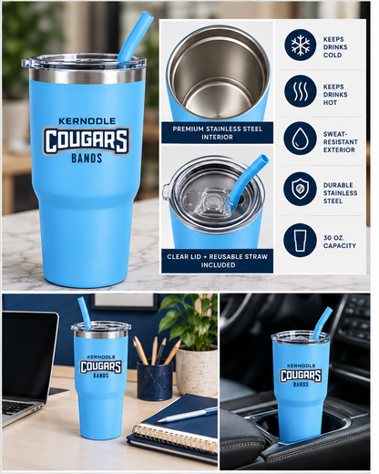 Kernodle Bands 30 oz. Insulated Tumbler, Straw | Blue