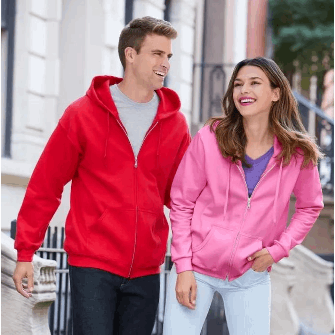 Two Color Imprint Gildan® 18600 Zip Hoodie 50/50 Multiple Colors Available