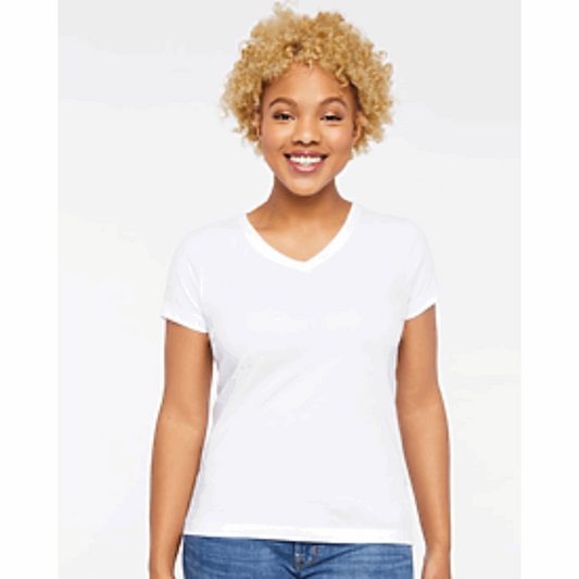 Two Color Imprint Gildan® 5V00L Ladies V-neck T-shirt, Multiple Colors Available