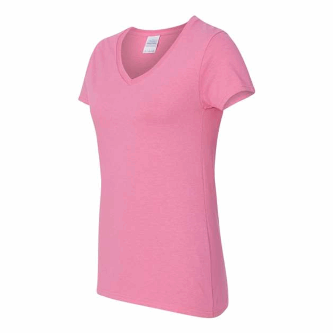 One Color Imprint Front & Back Gildan® 5V00L Ladies V-neck T-shirt, Multiple Colors Available