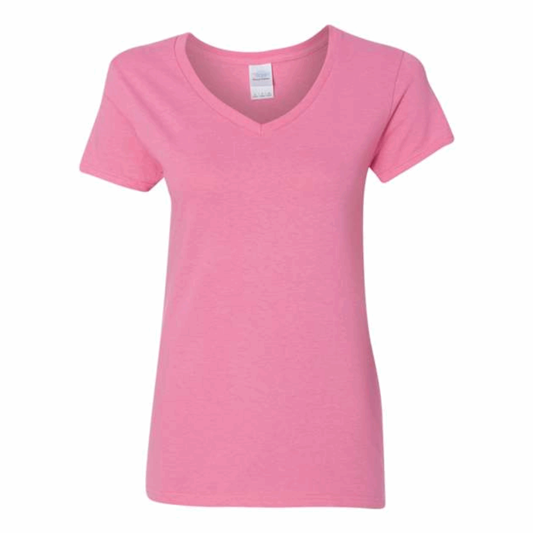 One Color Imprint Gildan® 5V00L Ladies V-neck T-shirt, Multiple Colors Available